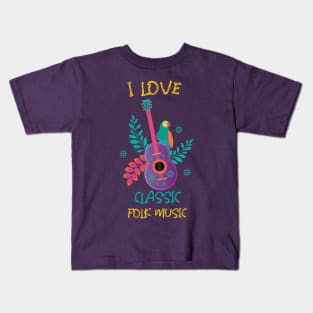 I Love Classic Folk Music Kids T-Shirt